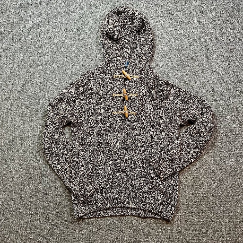 Vintage Polo Ralph Lauren Cotton Wooden Toggle Hoodie Sweater Brown Sz Medium